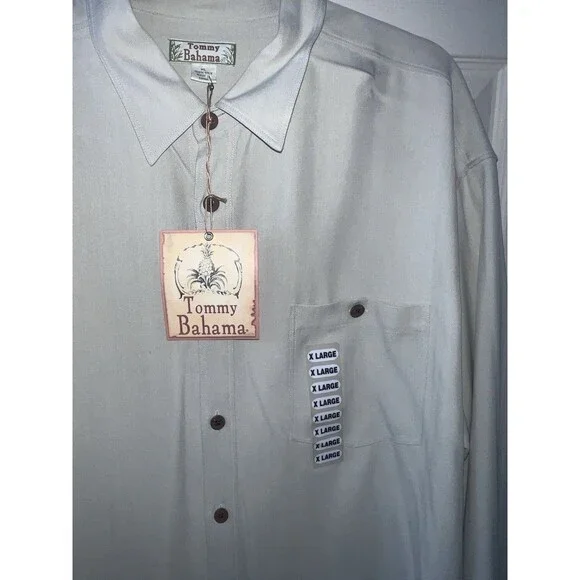 Tommy Bahama Bermuda Silk Shirt Mens XL Tan Button Front Casual Minimalist New - Picture 5 of 9